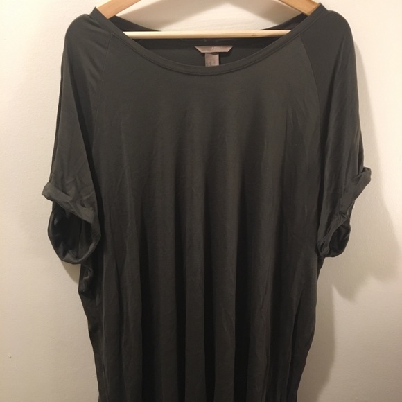 Adorable Oversized Olive T-Shirt Dress - Picture 1 of 5